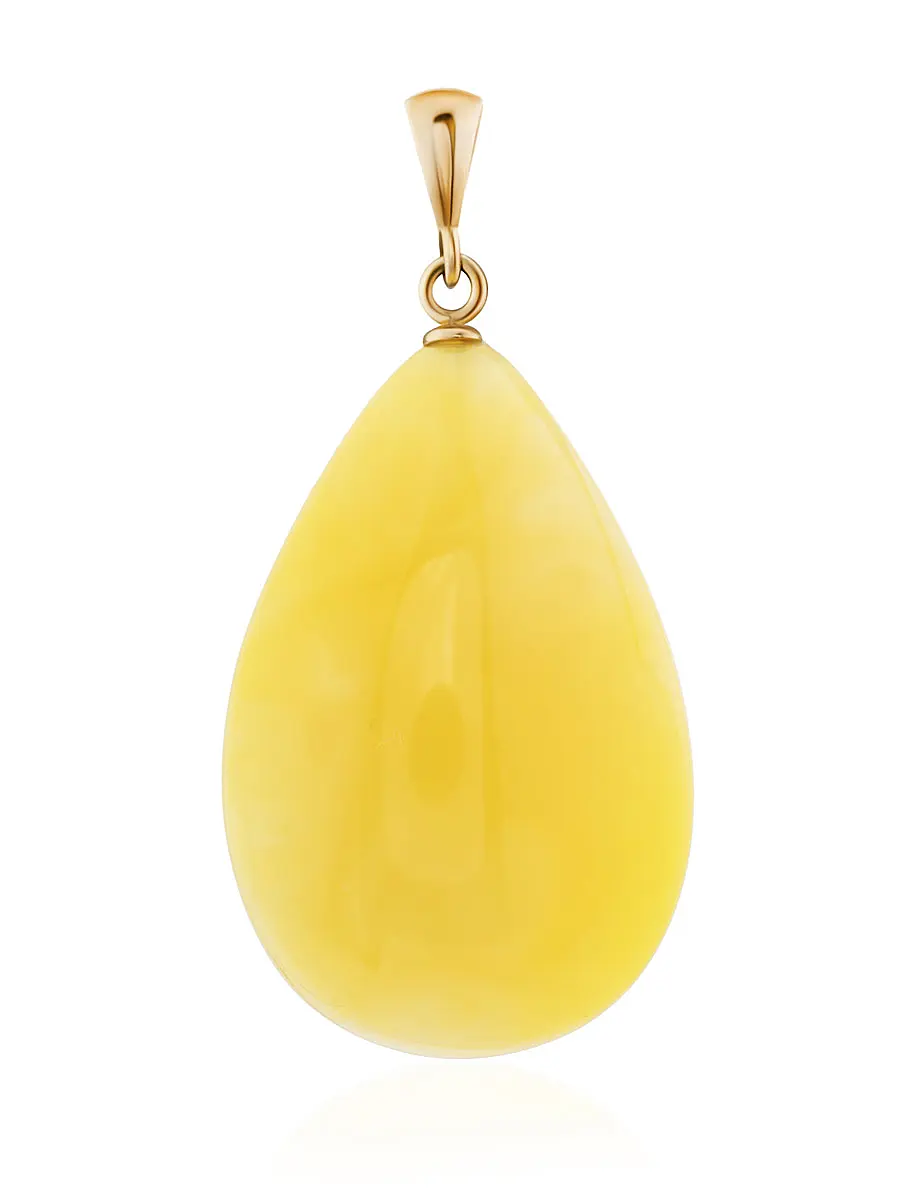 картинка Подвеска в форме капли из золота и натурального балтийского янтаря медового цвета в онлайн магазине