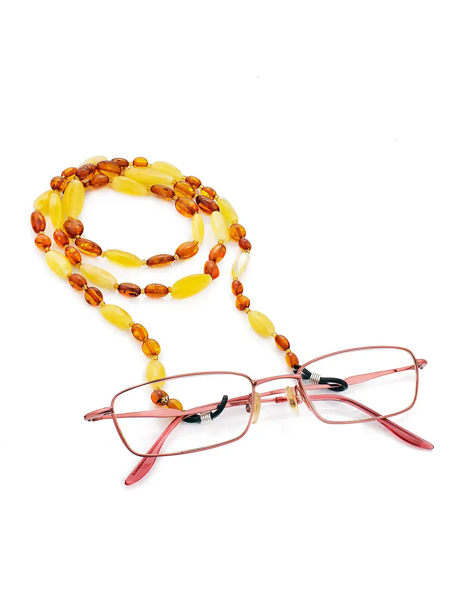 картинка Бусы-держатель для очков из натурального янтаря разных оттенков в онлайн магазине