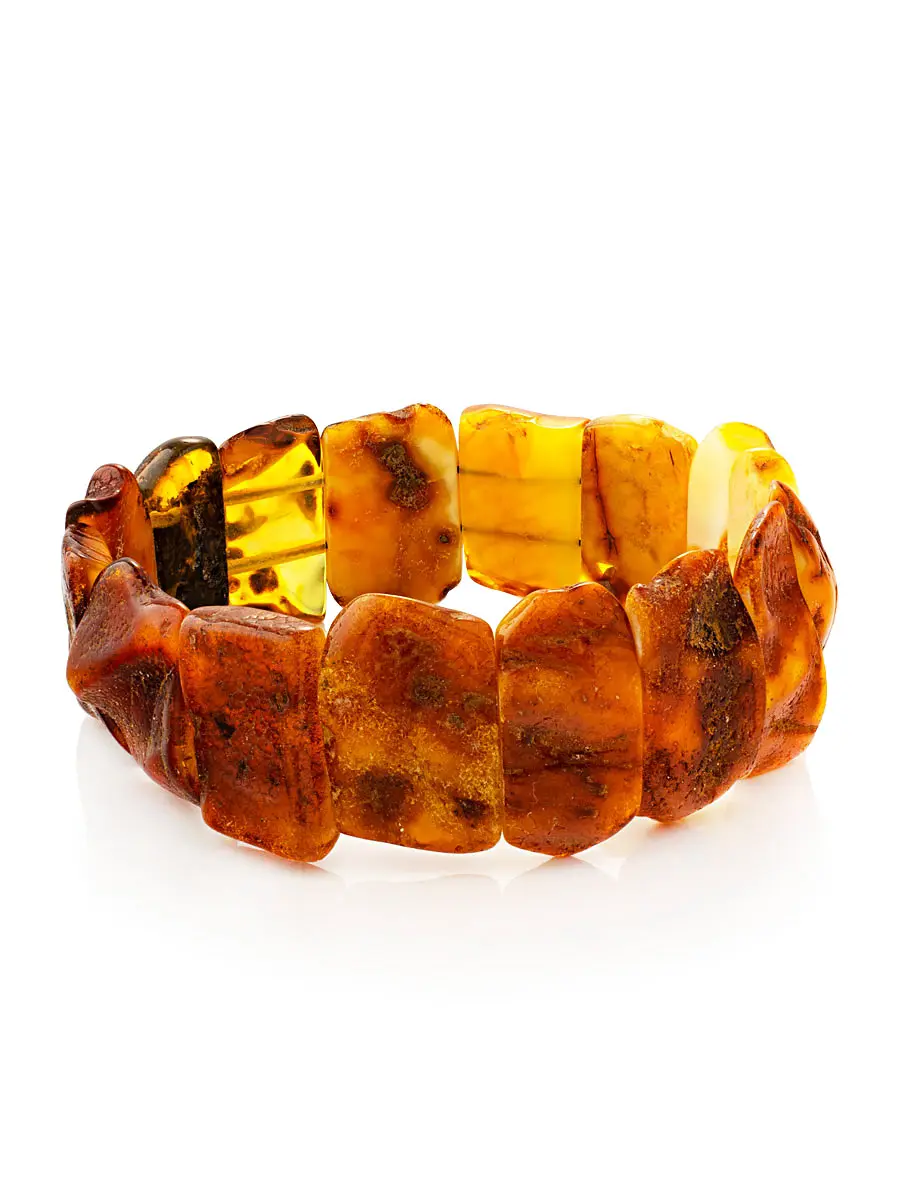 картинка Лёгкий лечебный браслет из натурального текстурного янтаря «Помпеи» в онлайн магазине