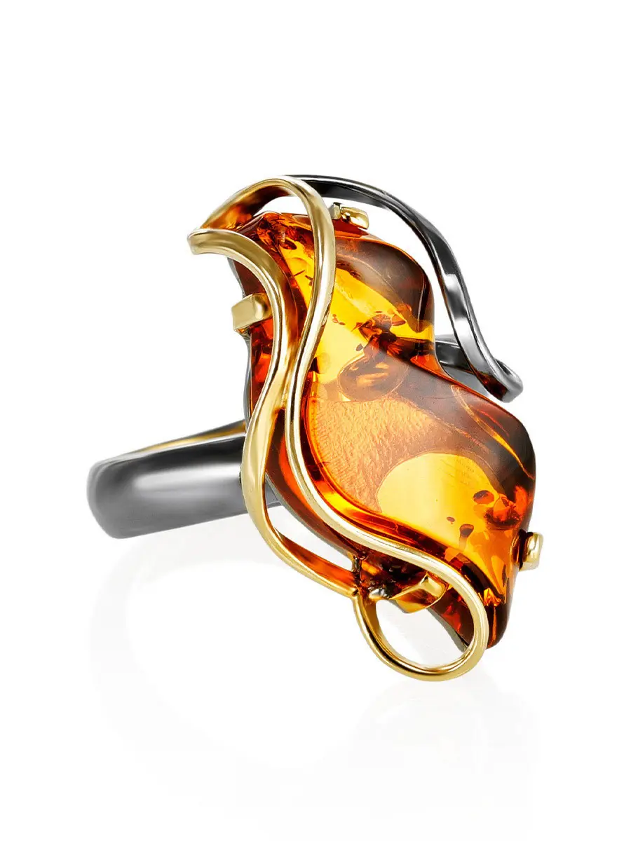 картинка Великолепное кольцо из серебра и натурального янтаря «Риальто» в онлайн магазине