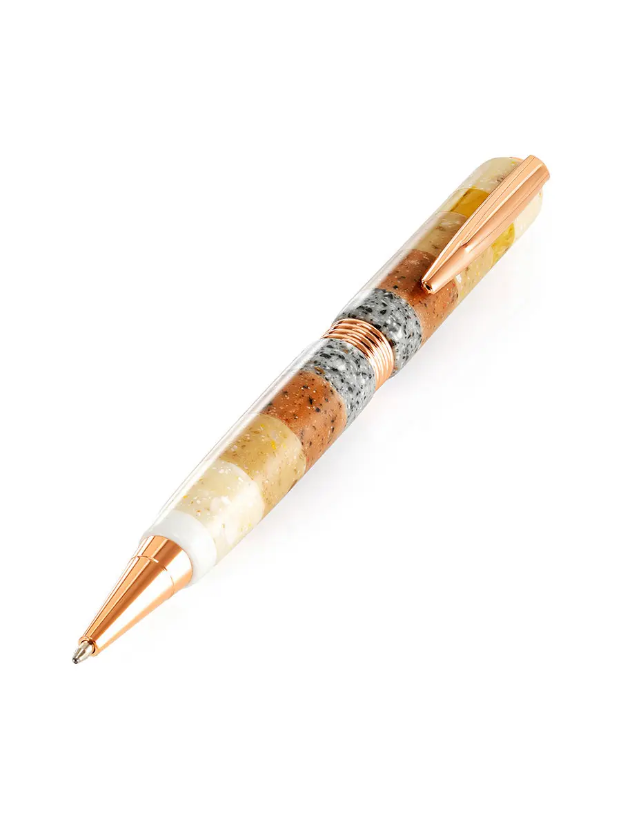 картинка Необычная ручка из кориана и натурального янтаря в онлайн магазине