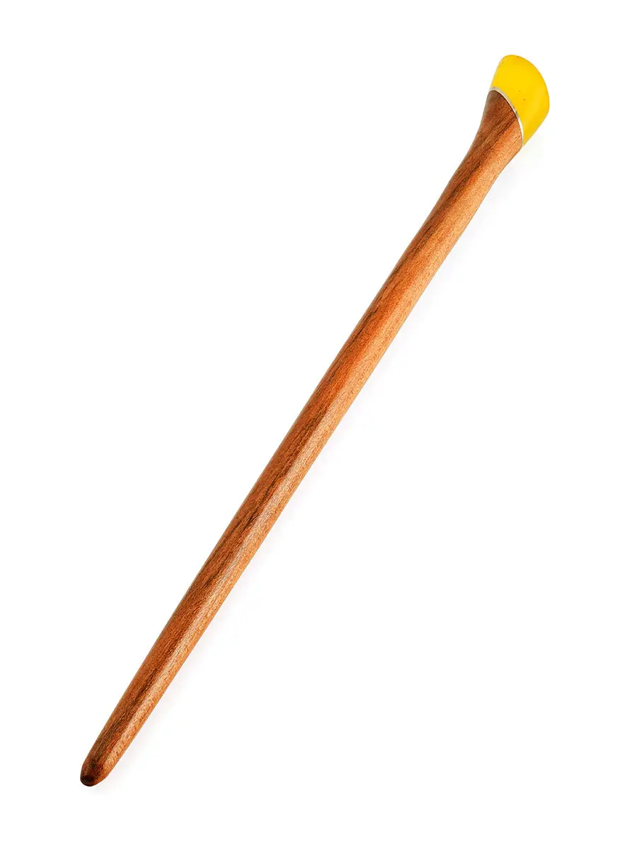 картинка Деревянная шпилька для волос с натуральным балтийским янтарём в онлайн магазине