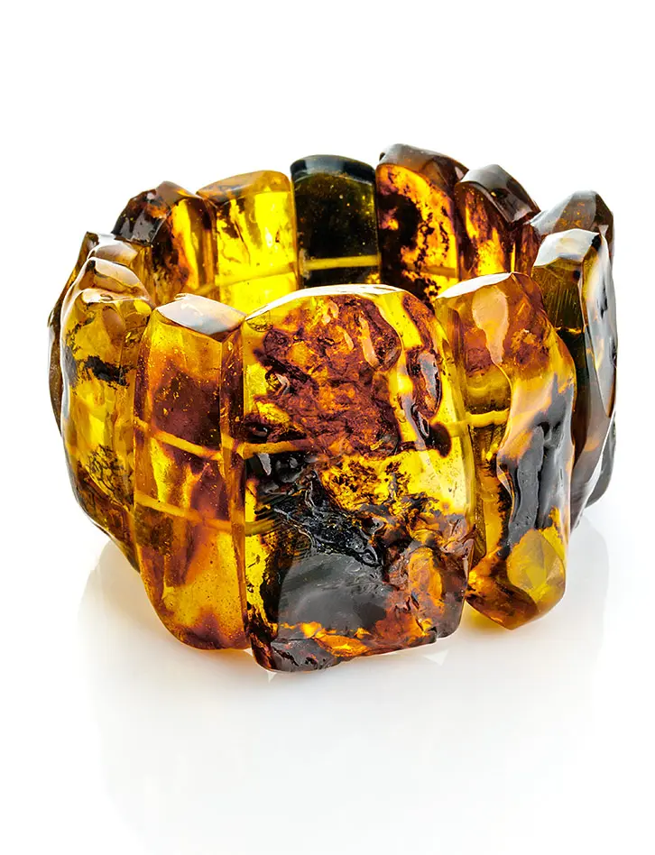 картинка Роскошный сияющий браслет из натурального цельного янтаря «Помпеи» в онлайн магазине
