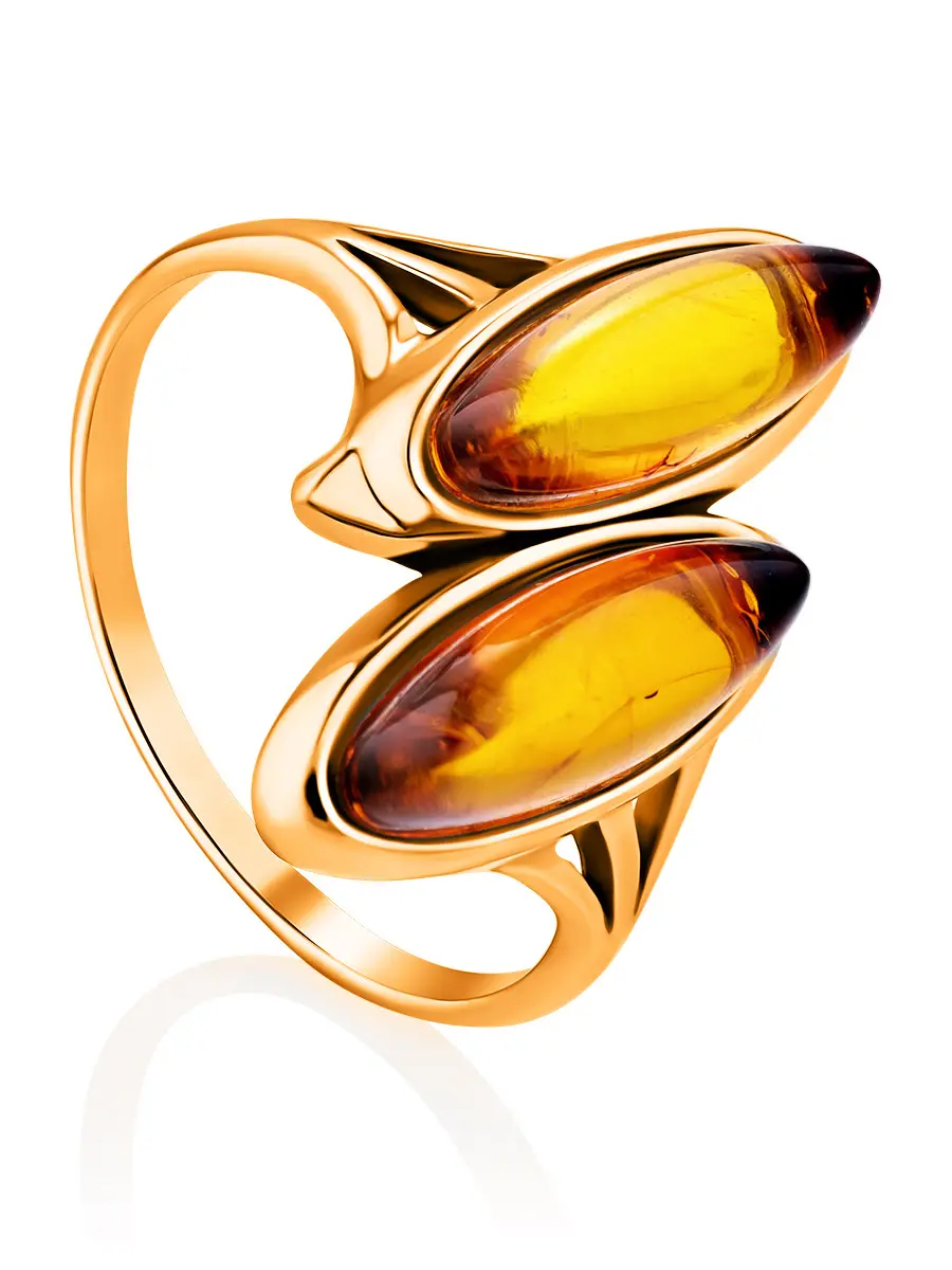 картинка Оригинальное кольцо из серебра с натуральным янтарём «Барселона» в онлайн магазине