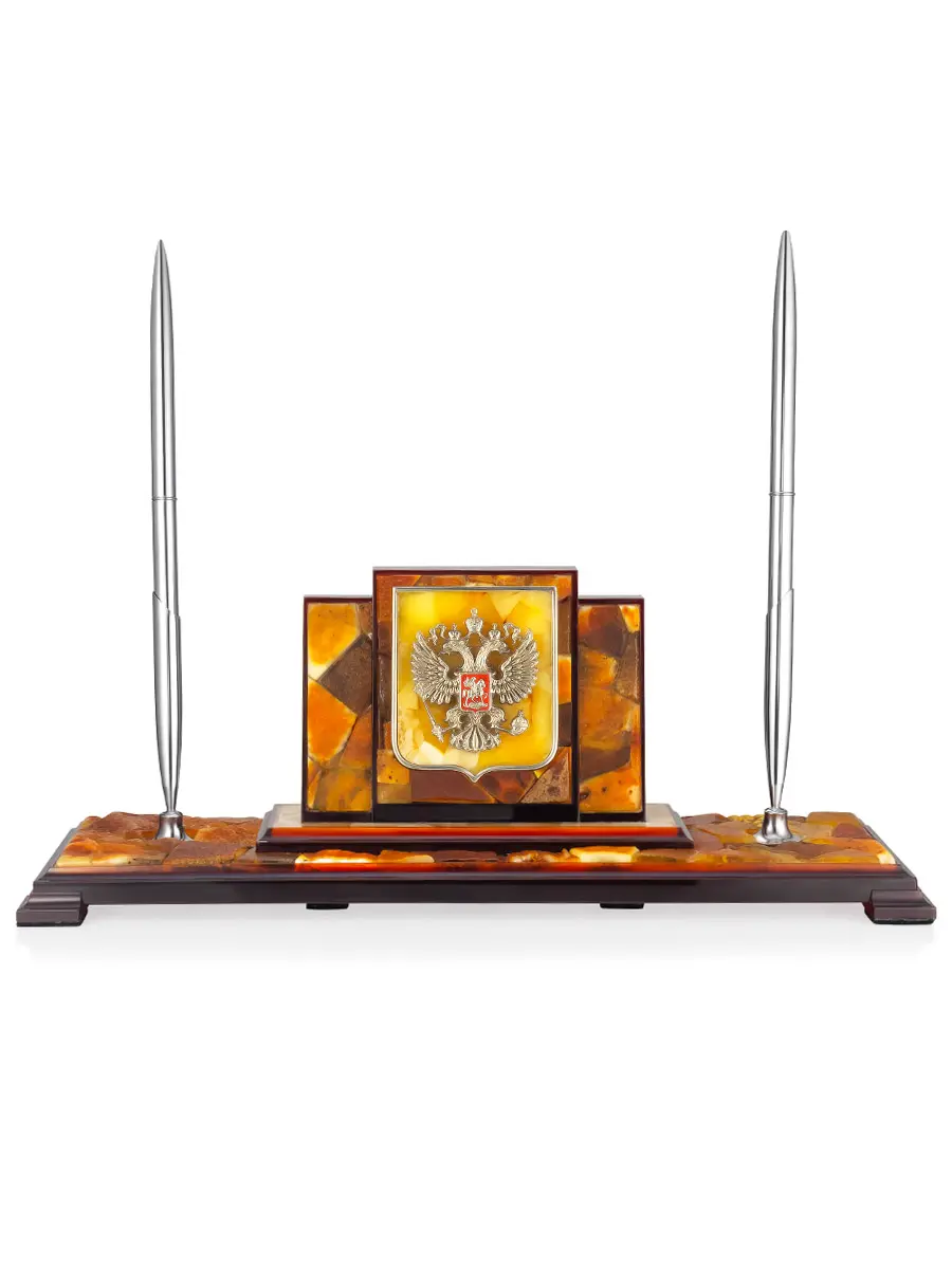 картинка Янтарная настольная подставка для ручек «Держава» в онлайн магазине