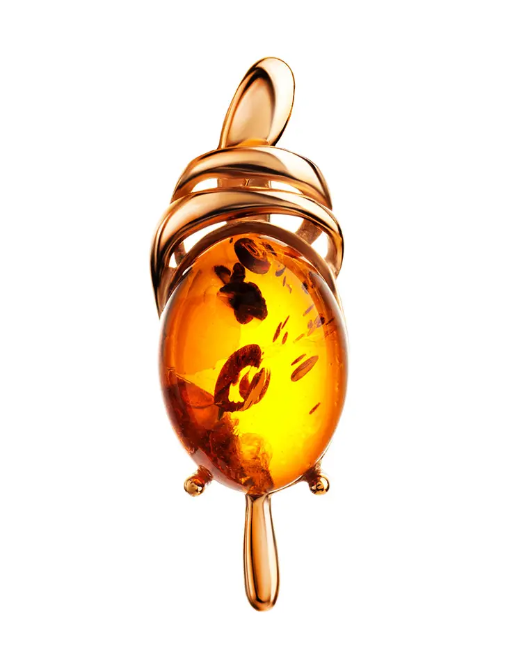 картинка Небольшой кулон из золота с натуральным коньячным янтарём «Сигма» в онлайн магазине
