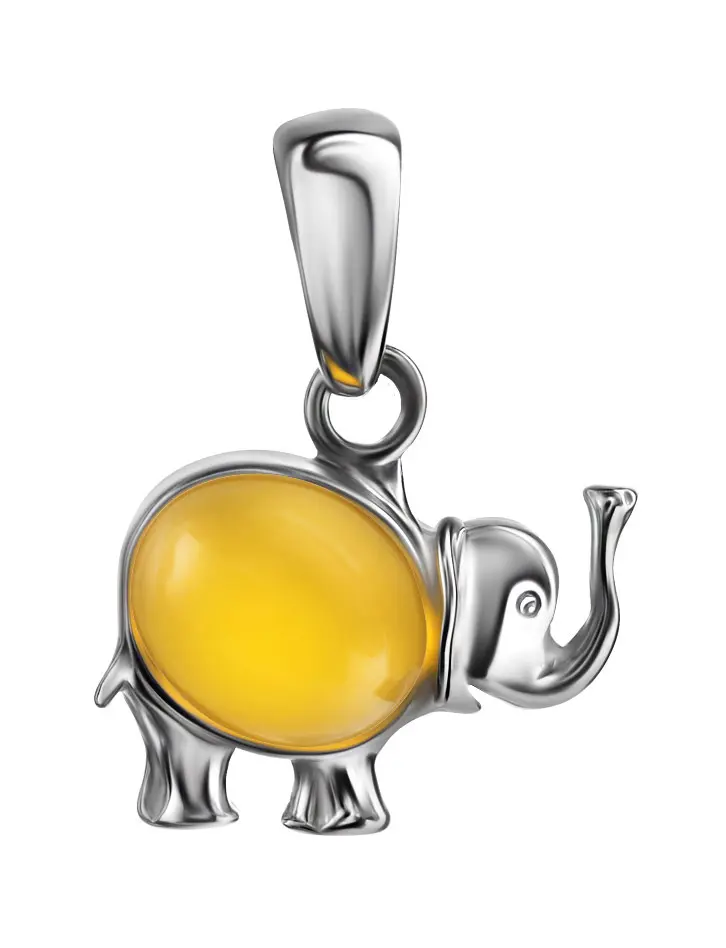 картинка Небольшая подвеска, украшенная медовым янтарём «Котопёс. Слон» в онлайн магазине
