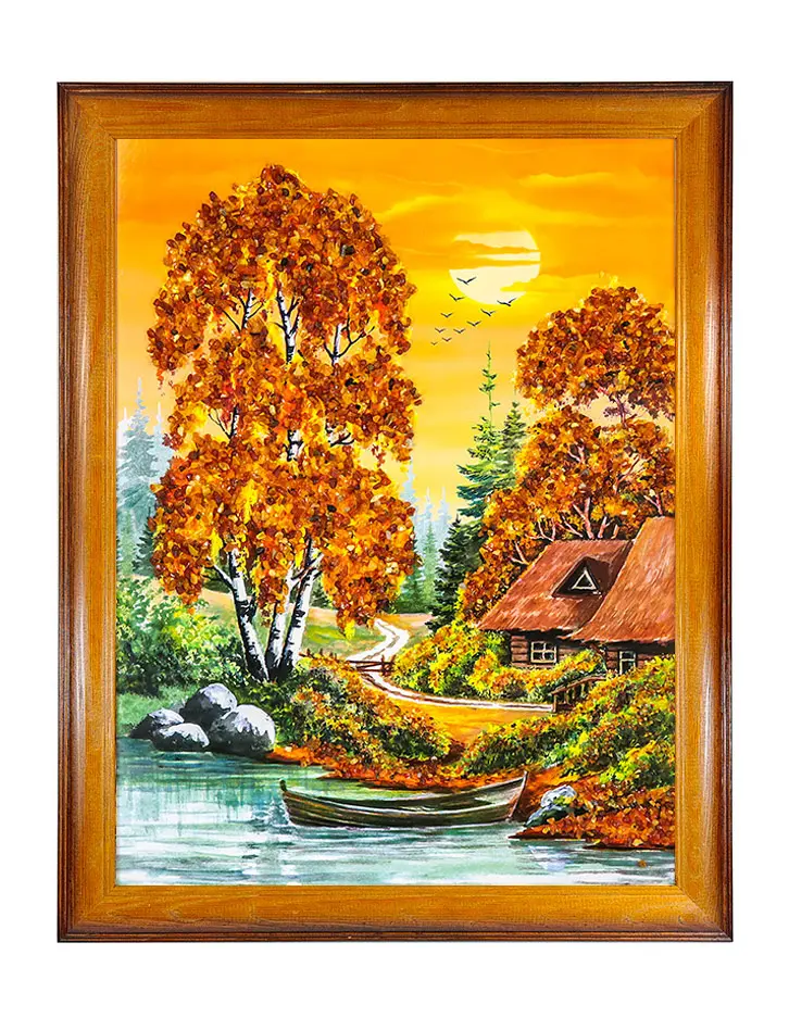 картинка Картина, украшенная натуральным янтарём «На закате» в онлайн магазине