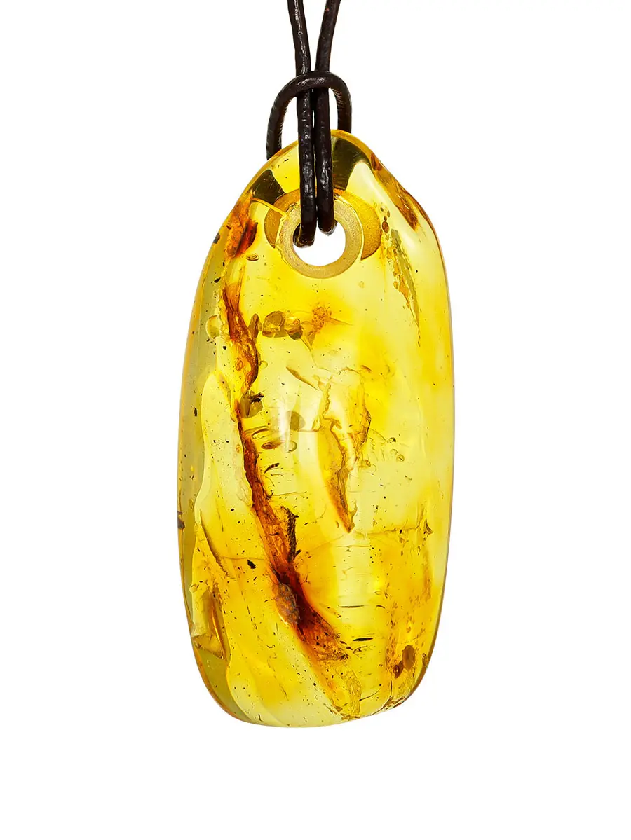 картинка Кулон из лимонного янтаря с природной текстурой в онлайн магазине