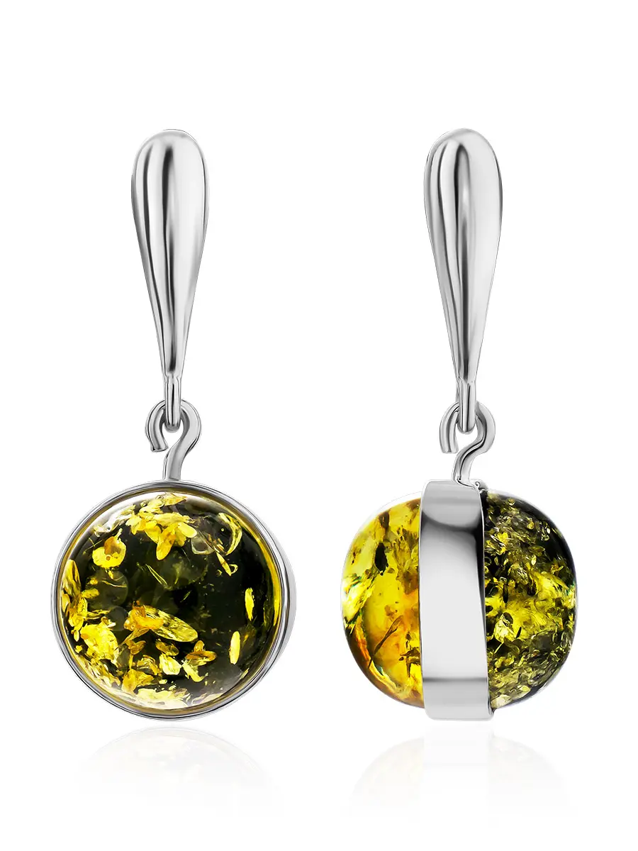 картинка Необычные двухцветные серьги-трансформеры «Сорбонна» из серебра и натурального янтаря в онлайн магазине
