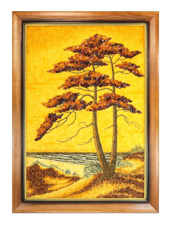 картинка Картина, выложенная натуральным янтарем «Сосна» в онлайн магазине
