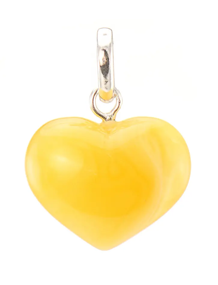 картинка Кулон-сердце из натурального балтийского янтаря медового цвета в онлайн магазине