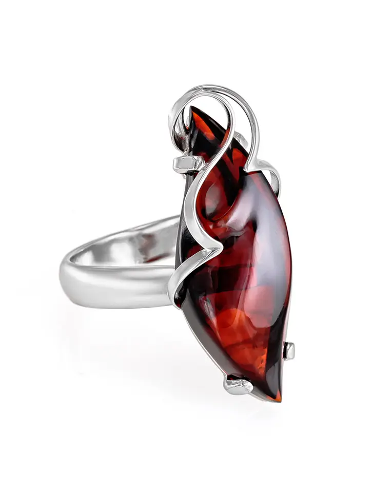 картинка Эксклюзивное кольцо из серебра с натуральным балтийским янтарём «Риальто» в онлайн магазине