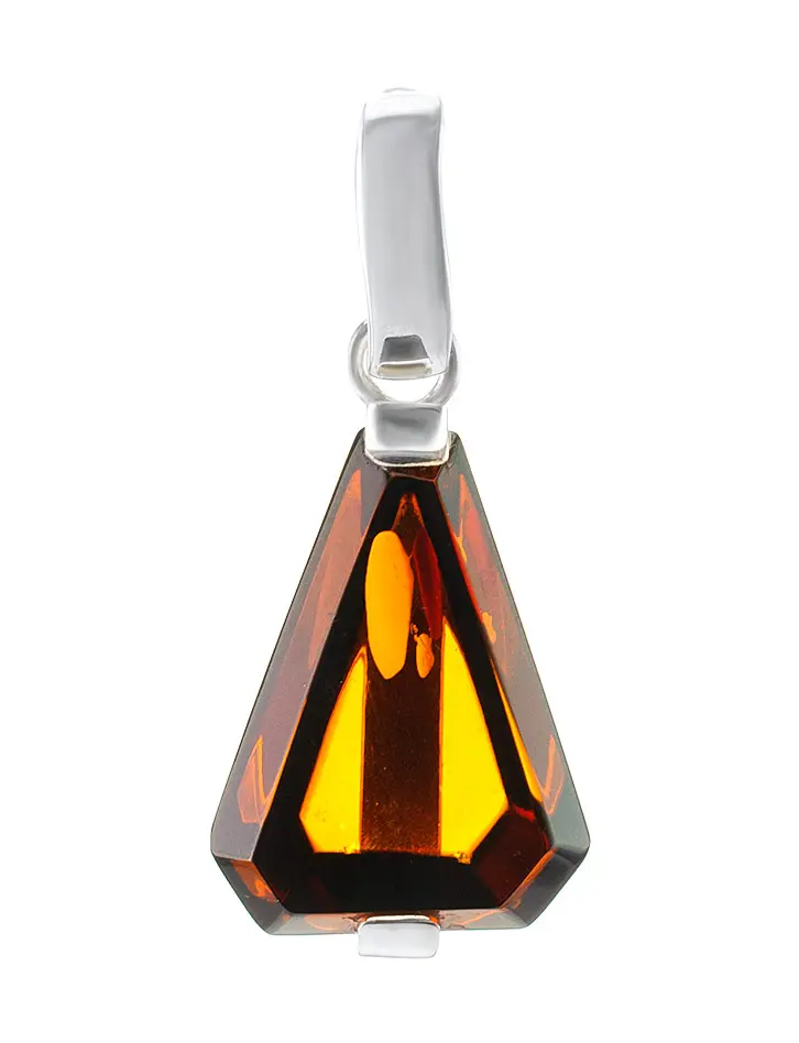 картинка Cтильный кулон из цельного янтаря в серебре «Каталина» в онлайн магазине
