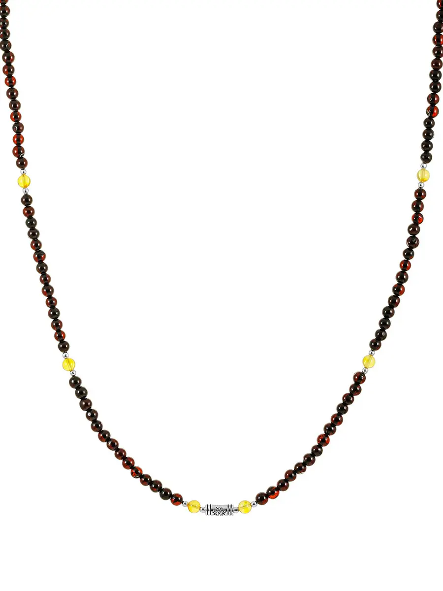 картинка Яркие стильные бусы из натурального янтаря в стиле унисекс в онлайн магазине