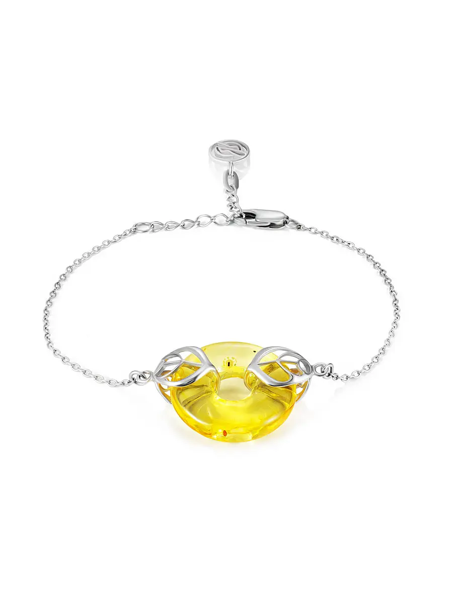 картинка Изящный браслет-цепочка с янтарным лимонным пончиком «Донат» в онлайн магазине