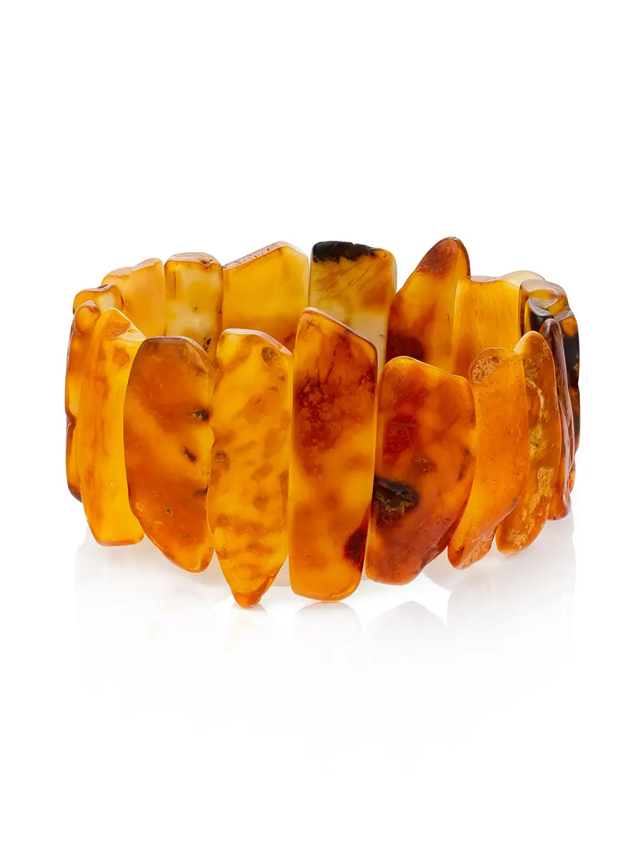 картинка Красивый текстурный браслет из натурального янтаря с природной коркой «Помпеи» в онлайн магазине