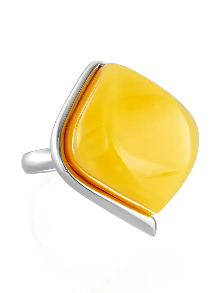 картинка Кольцо из натурального балтийского янтаря медового цвета в серебре «Глянец» в онлайн магазине