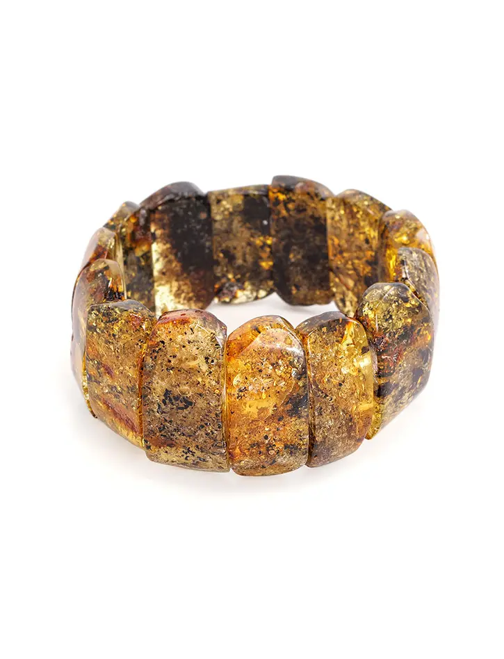 картинка Оригинальный плоский браслет «Помпеи» из натурального балтийского янтаря в онлайн магазине