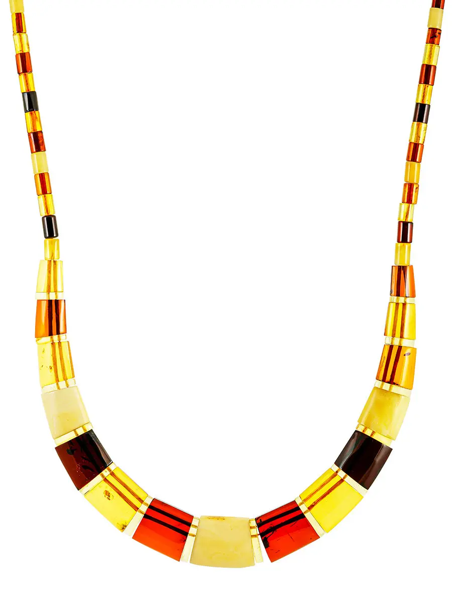 картинка Изысканное плоское колье «Египет» из натурального балтийского янтаря разных цветов в онлайн магазине