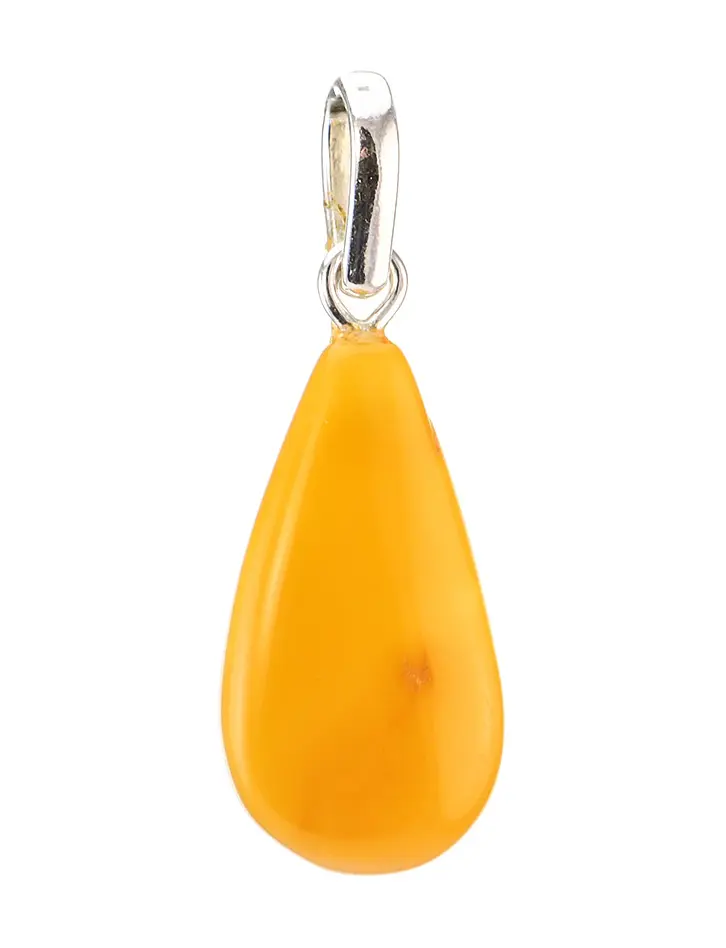 картинка Кулон-капелька из янтаря насыщенного медового цвета с эффектом состаренности в онлайн магазине