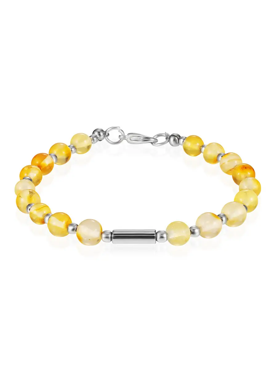 картинка Нежный браслет «Карамель» из лимонного янтаря в онлайн магазине