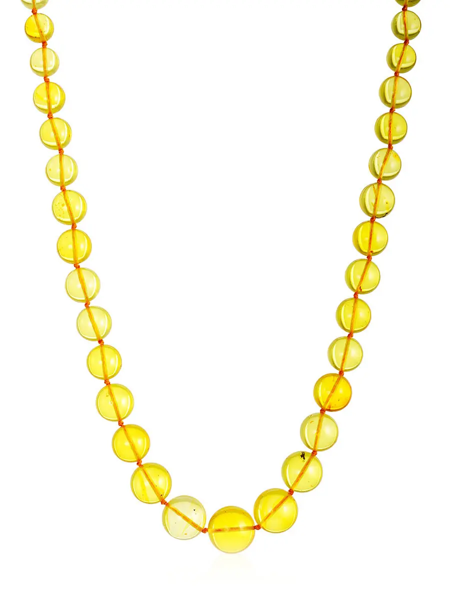 картинка Сияющие бусы из натурального янтаря ярко-лимонного цвета «Шар» в онлайн магазине