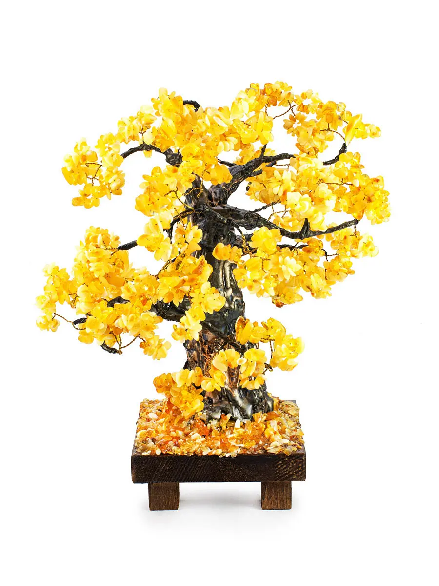 картинка Красивое объёмное дерево с натуральным балтийским янтарём на подставке в онлайн магазине