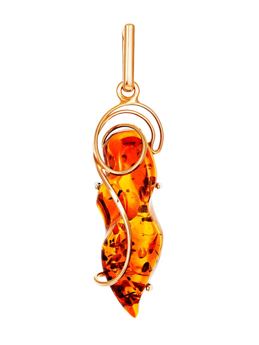 картинка Подвеска «Риальто» из позолоченного серебра и цельного янтаря в онлайн магазине