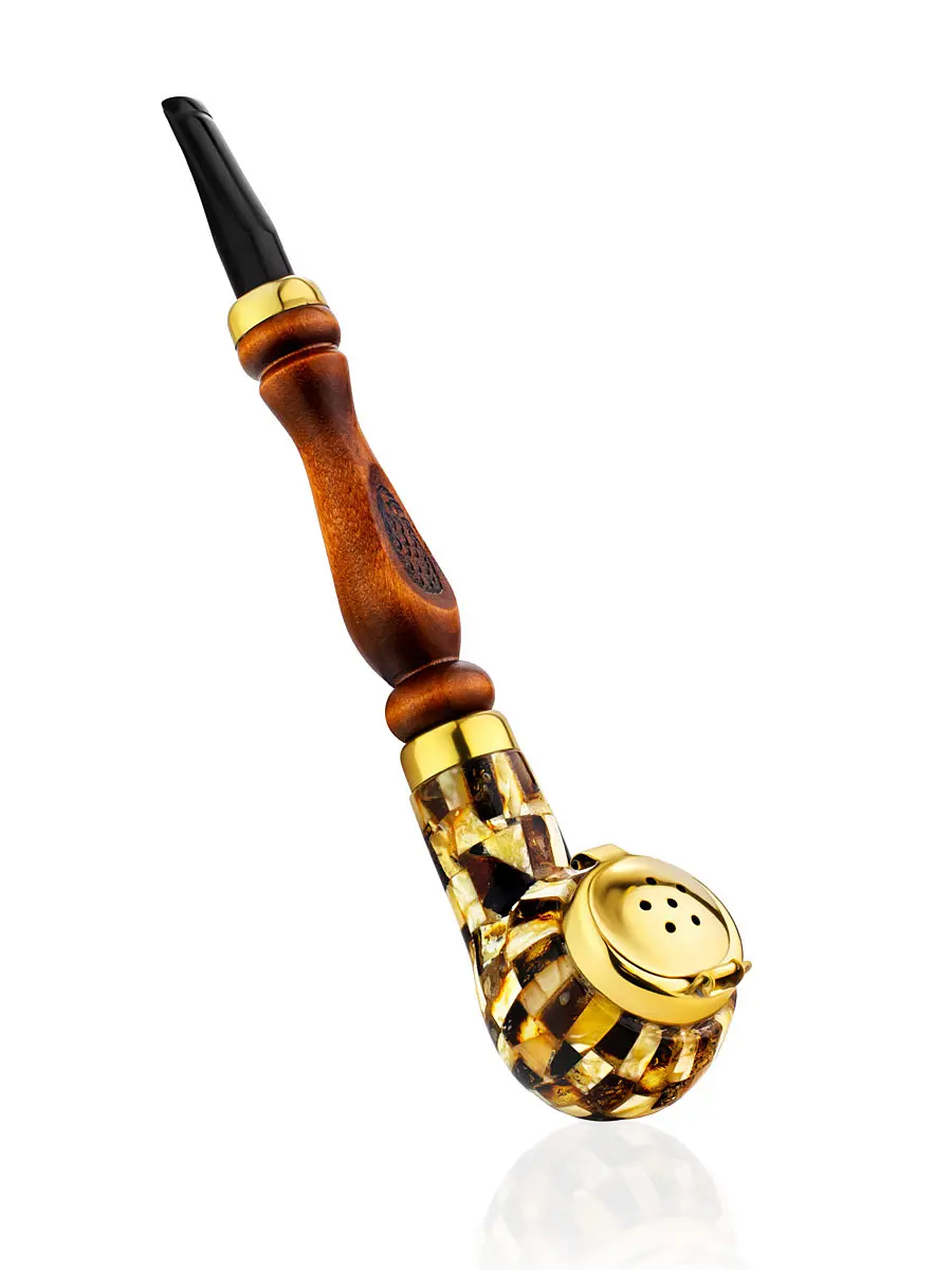 картинка Курительная трубка, украшенная живописной янтарной мозаикой в онлайн магазине