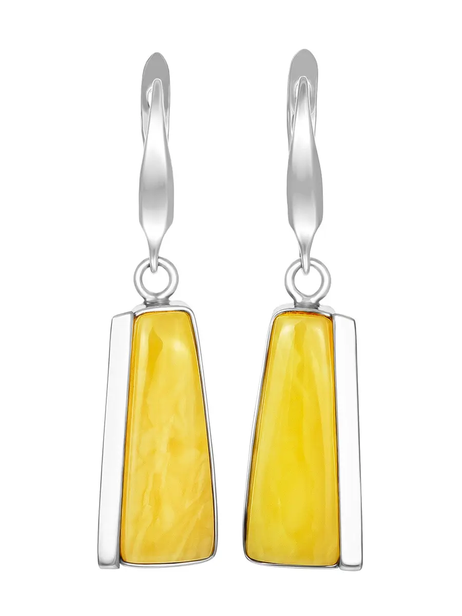 картинка Изящные серьги из натурального янтаря медового цвета «Глянец» в онлайн магазине