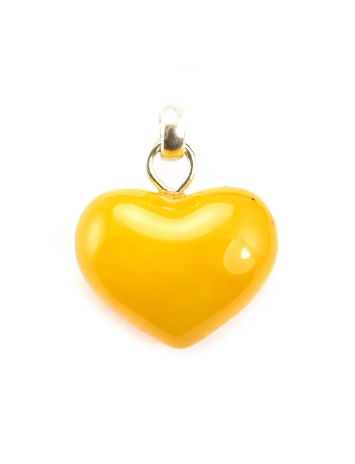 картинка Кулон из натурального цельного янтаря «Сердце» цвета густого меда в онлайн магазине