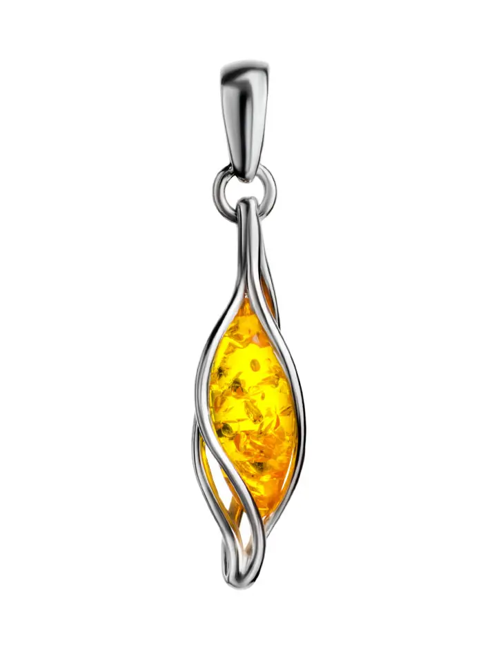 картинка Небольшой изящный кулон «Алжир» из серебра и лимонного янтаря в онлайн магазине