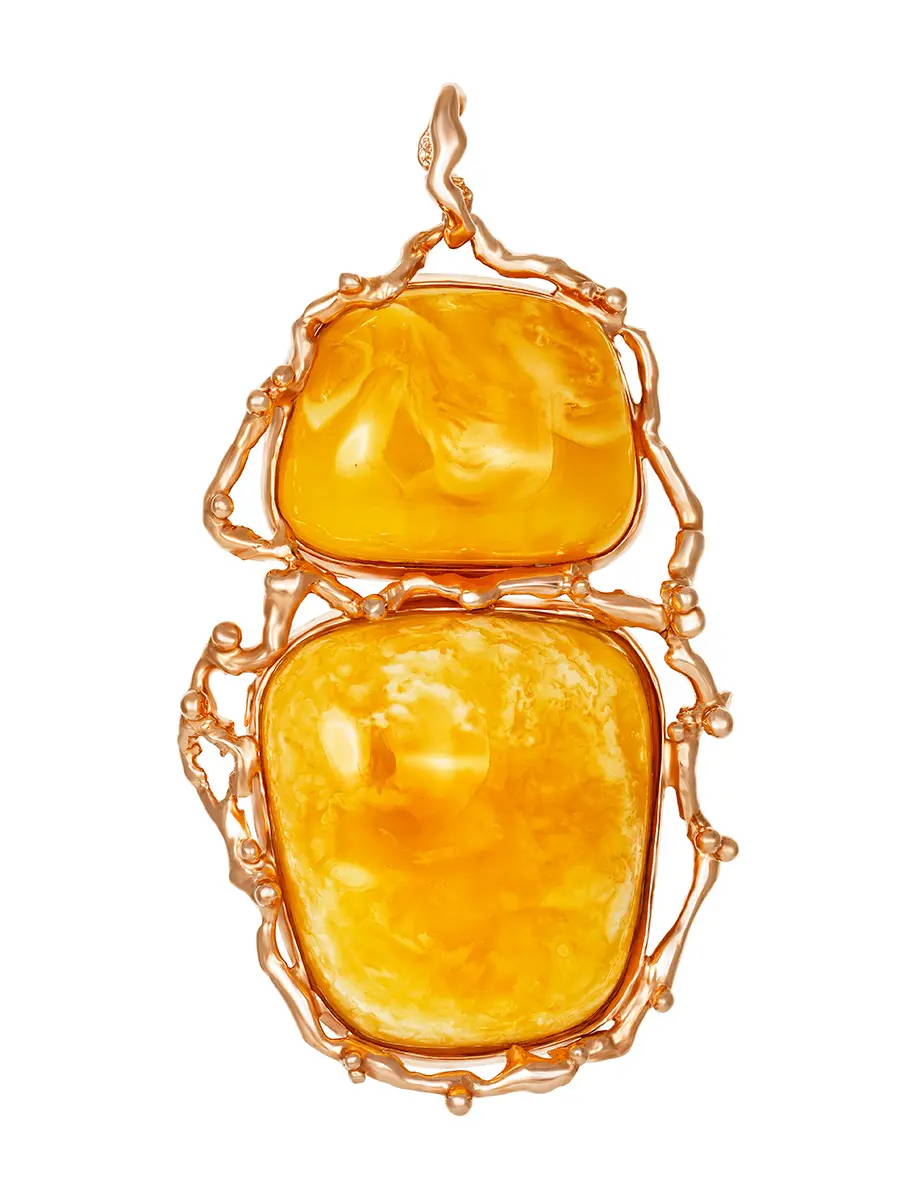 картинка Необычный крупный кулон из янтаря медового цвета «Версаль» в онлайн магазине