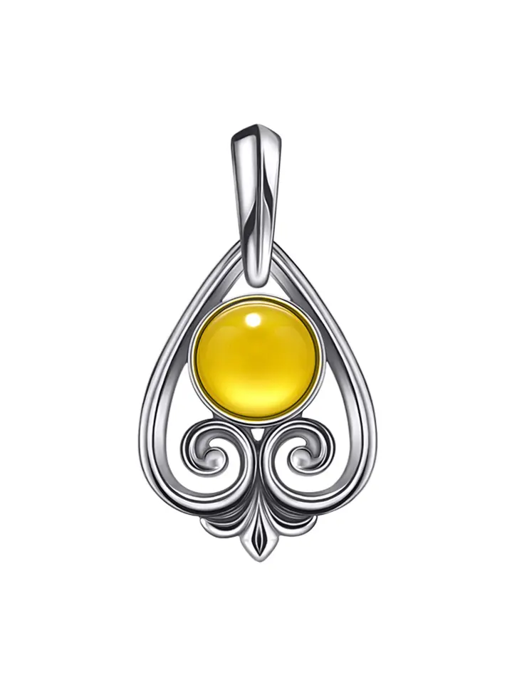 картинка Изысканная подвеска из серебра и янтаря медового цвета «Кордова» в онлайн магазине