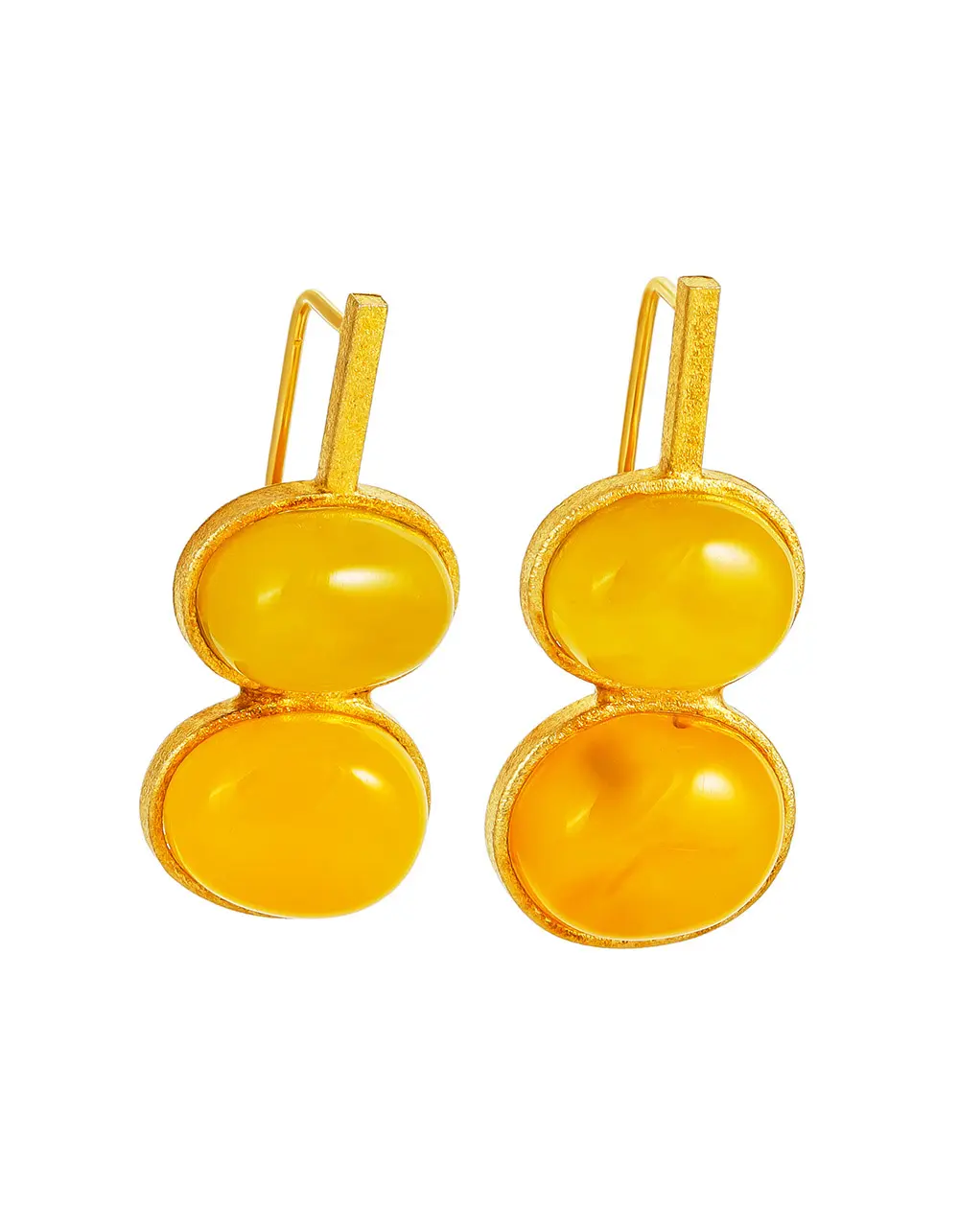 картинка Эффектные серьги из серебра с позолотой и натурального янтаря «Белла Терра» в онлайн магазине