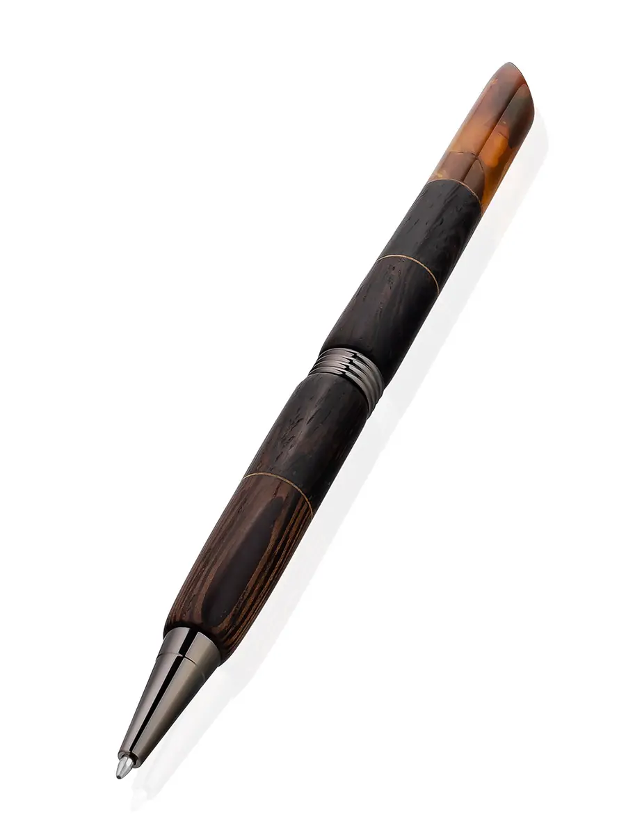 картинка Ручка авторской работы из дерева и натурального янтаря в онлайн магазине