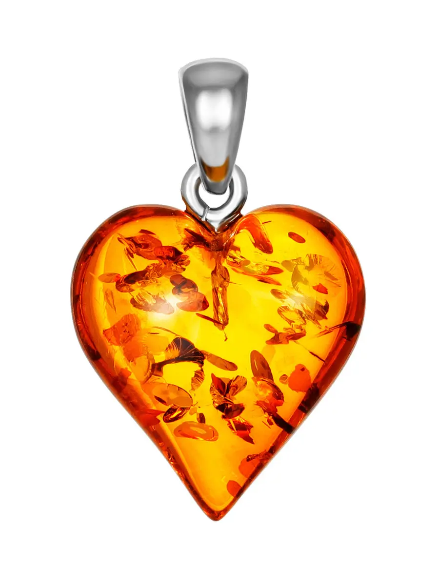 картинка Изящный кулон «Сердце» из натурального искрящегося янтаря в онлайн магазине