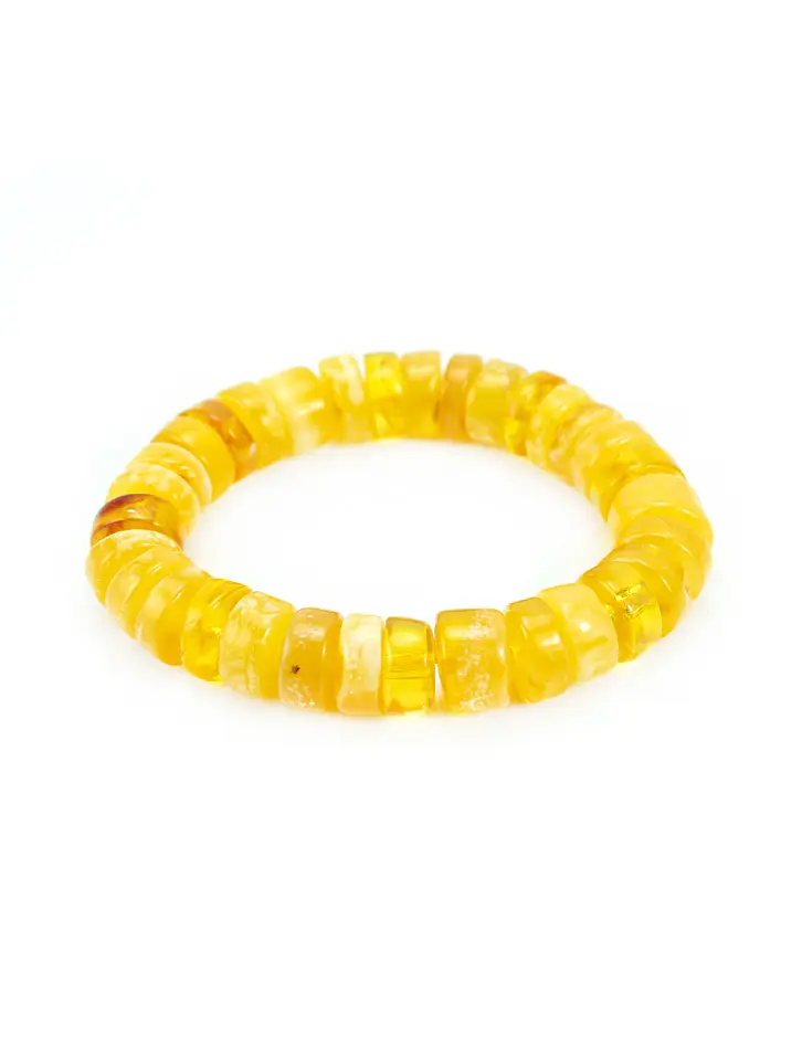 картинка Лечебный браслет из янтаря медово-лимонного цвета «Шайбы глянцевые» в онлайн магазине