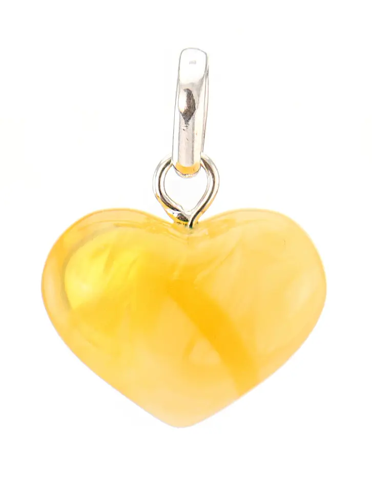 картинка Подвеска в форме сердца из натурального медового янтаря с уникальной текстурой в онлайн магазине