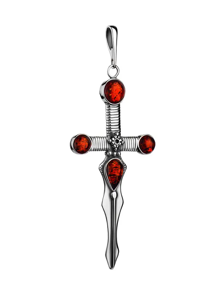 картинка Подвеска в виде меча «Викинг» с натуральным янтарём в онлайн магазине