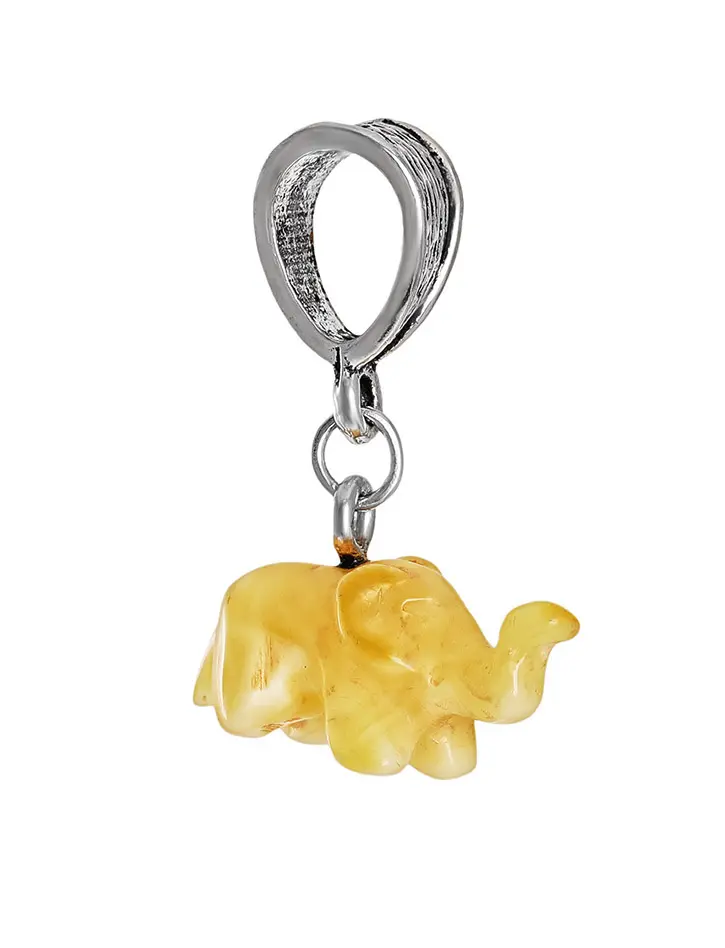 картинка Подвеска-шарм с резной янтарной фигуркой «Слон» в онлайн магазине