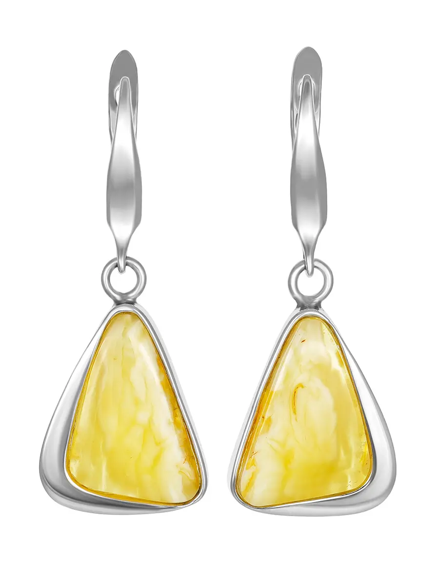 картинка Серебряные серьги с натуральным медовым янтарем «Лагуна» в онлайн магазине