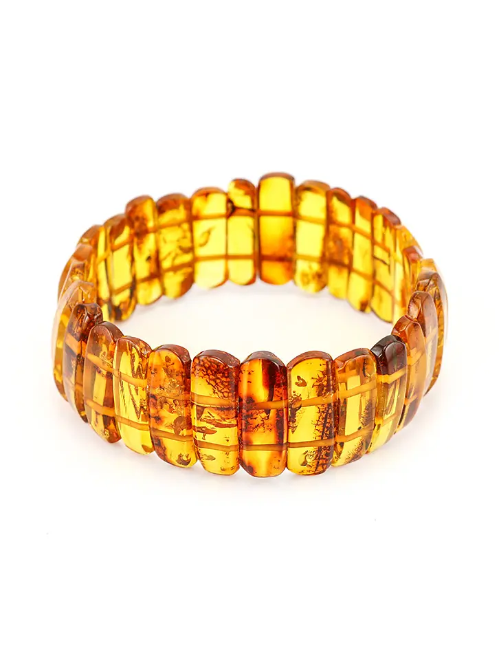 картинка Плоский браслет из натурального янтаря яркого коньячного цвета в онлайн магазине