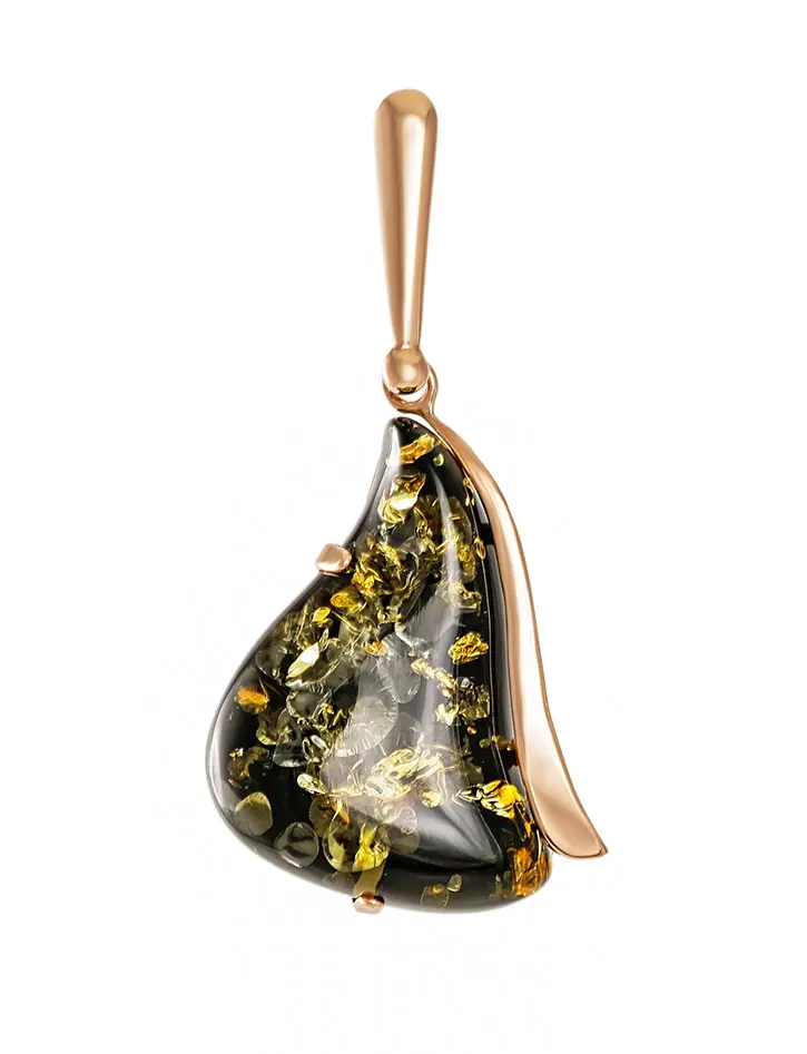 картинка Стильная подвеска из натурального янтаря в золоте «Палладио» в онлайн магазине