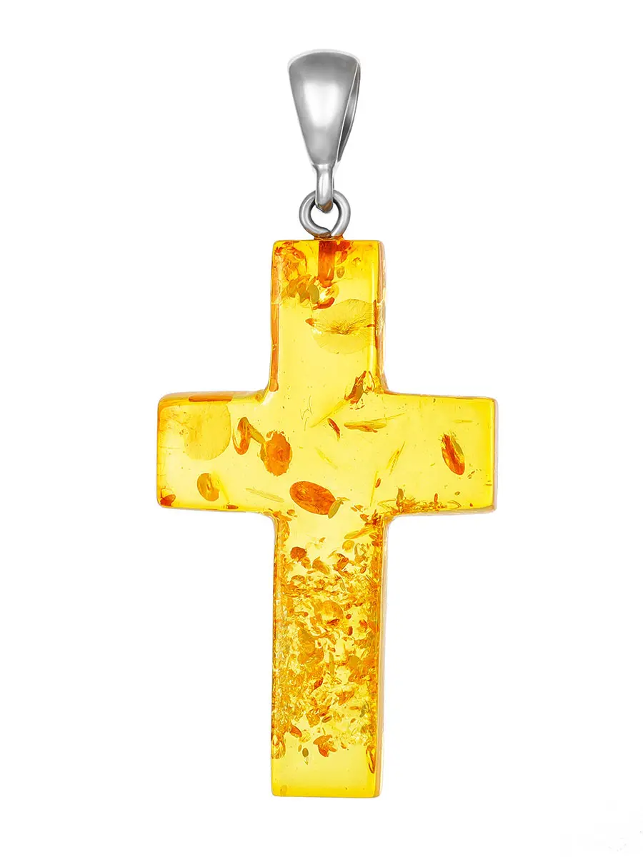 картинка Красивый янтарный крестик с искорками в онлайн магазине