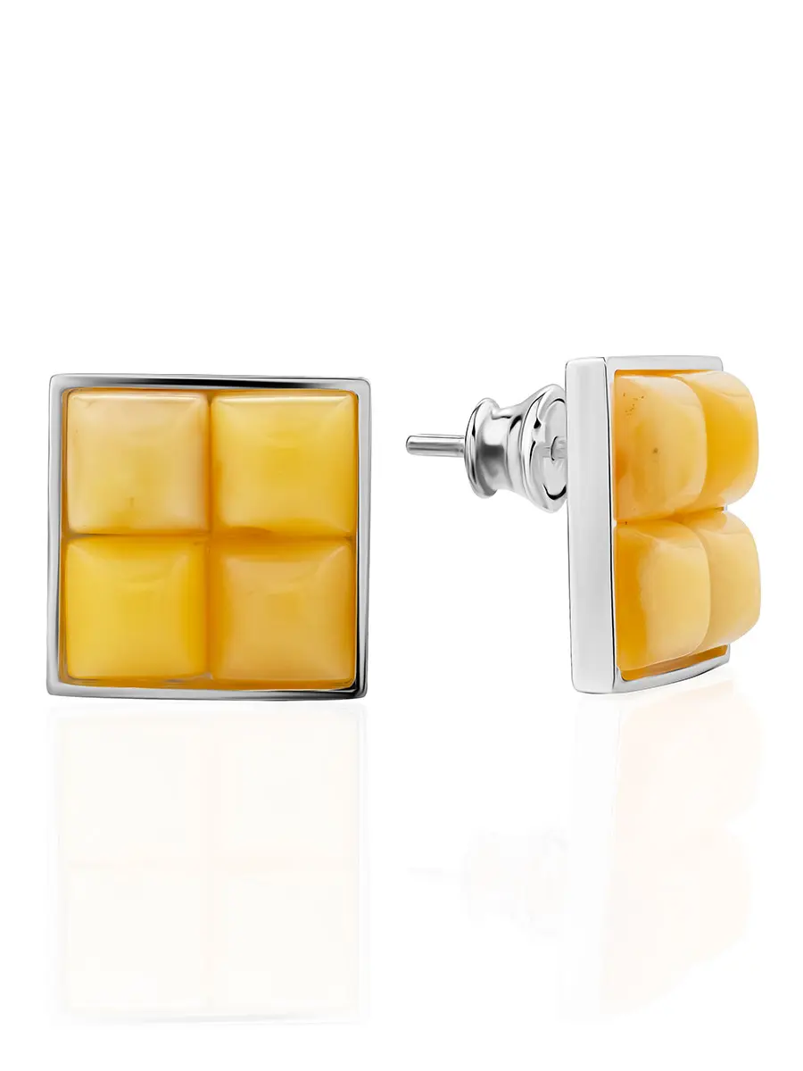 картинка Стильные серьги «Коломбина» с медовым янтарём в онлайн магазине
