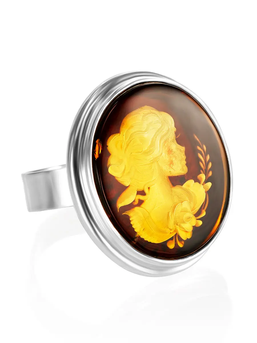 картинка Роскошный перстень, украшенный янтарём с инталией «Элинор» в онлайн магазине