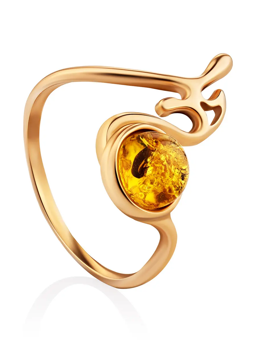 картинка Кольцо из позолоченного серебра и лимонного янтаря «Иллюзия» в онлайн магазине