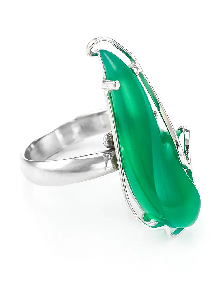 картинка Изящное удлинённое кольцо из серебра с ониксом «Серенада» в онлайн магазине